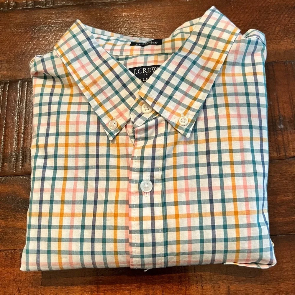 J. Crew Orange and Blue Casual Button Down Shirt
